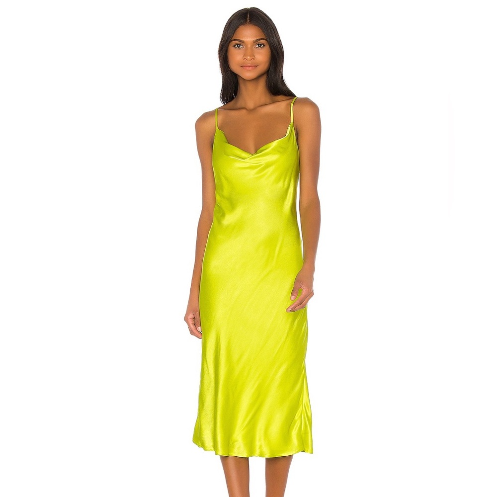 Yellow Silk MIDI Dress